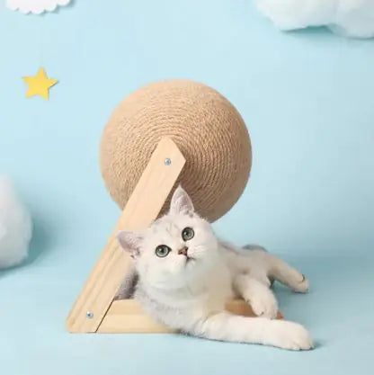 Premium Sisal Cat Scratching Ball Vertical Toy – Solid Wood Modern Cat Claw Board
